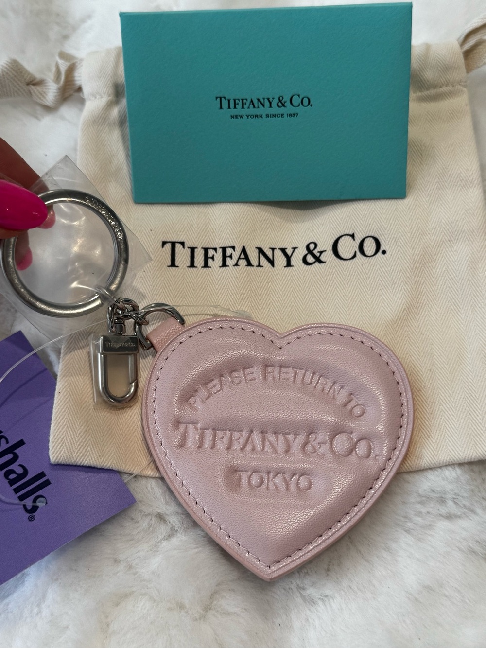 NWT Tiffany & Co. Pink Heart Keychain Please Return To Tokyo